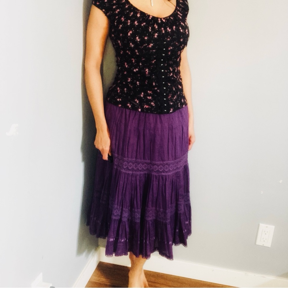 Y2K Purple ruffled fairy skirt with lace details